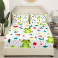 thumbnail image 3 of YST Frog Bed Sheets Set King Sheet Sets For Girls Kids Wild Animal Sheets, Cute Flower Animal Bed Set Botanical Flower Pattern 3D Fitted Sheet + Top Sheet + 2 Pillowcases, 3 of 5