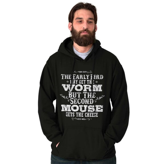 Early Bird Gets Worm Mouse Cheese Unisex Plus Fleece Graphic Hoodie Brisco Brands 2X