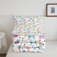 thumbnail image 5 of Manfei Boho Folk Cat Full Size Comforter Sets, Floral Art Bedding Comforter Set, White Blue, Stars Reversible, 3pcs, 1 Comforter and 2 Pillowcases, 5 of 7