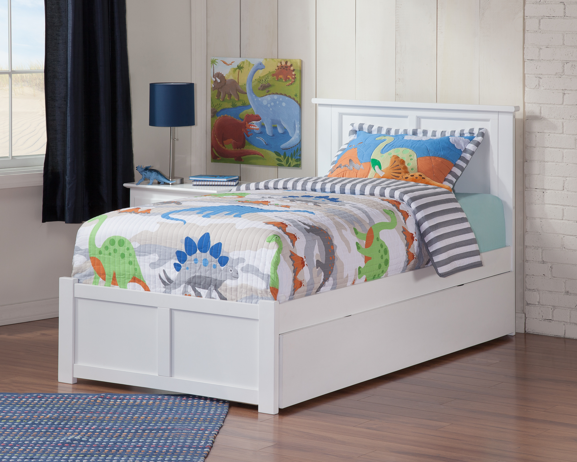 Madison Twin Extra Long Bed with Footboard and Twin Extra Long Trundle in White - image 2 of 7
