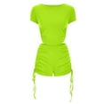 thumbnail image 6 of REORIAFEE Outfits for Women Plus Size Date Night Outfit Fashion Women Sexy Short Sleeve Round Neck Drawstring Pants Shirts Sets Green M, 6 of 6