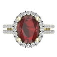 thumbnail image 2 of Dazzlingrock Collection 10X8mm Oval Garnet & Round White Diamond Halo Style Engagement Ring for Women (0.40 ctw, Color I-J, Clarity I2-I3) in 10K Yellow Gold, Size 8, 2 of 6