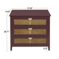 thumbnail image 4 of DEALTOPS Modern Storage Cabinet in Natural Style with 3 Storage Drawers and Rattan Doors for Living Room - Red, 4 of 8