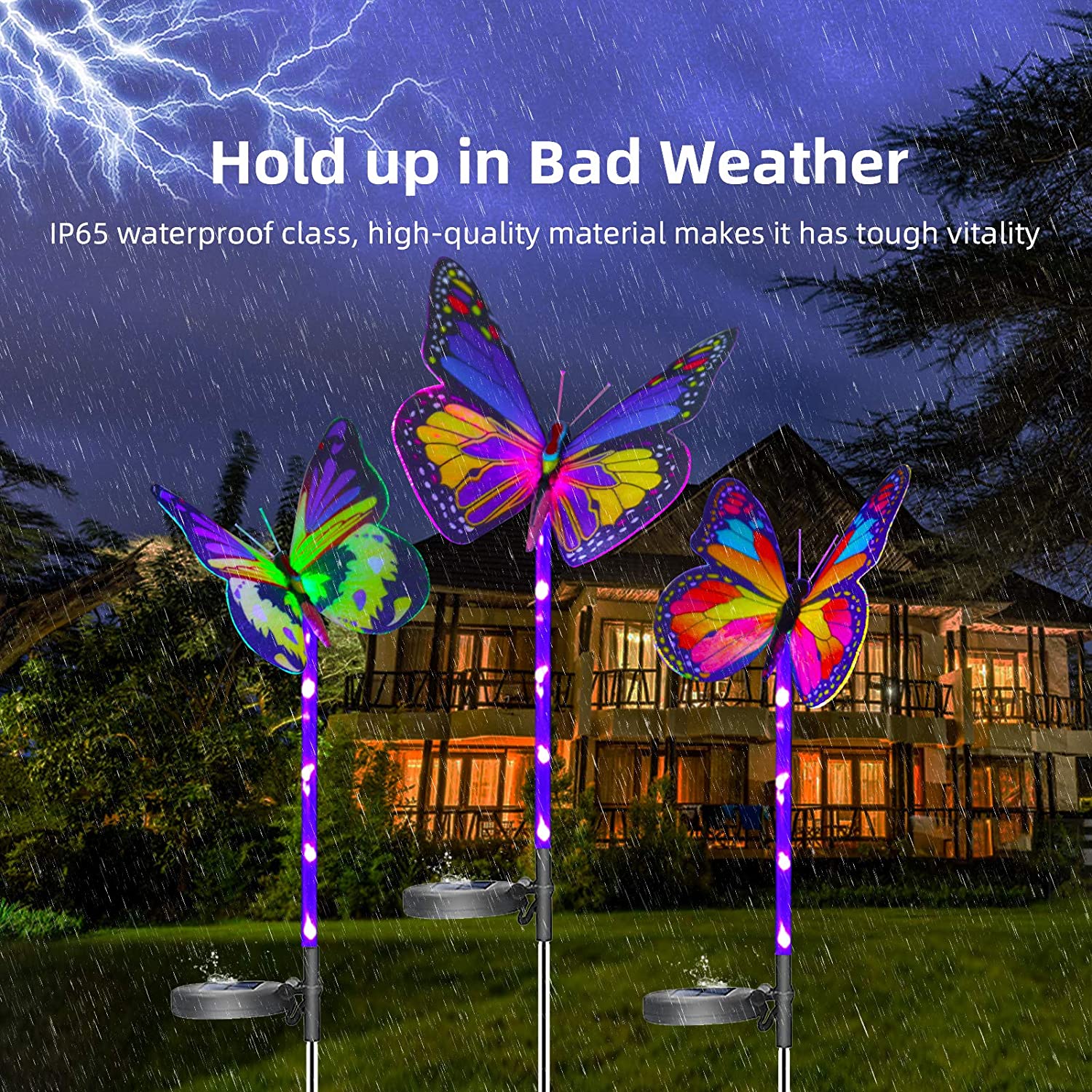 Garden Solar Lights Outdoor, Pack Solar Stake Lights Multi-Color Changing  LED Butterfly, Fiber Optic Decorative Lights for Yard, Garden, Solar  Powered Light with a Purple LED Light Stake