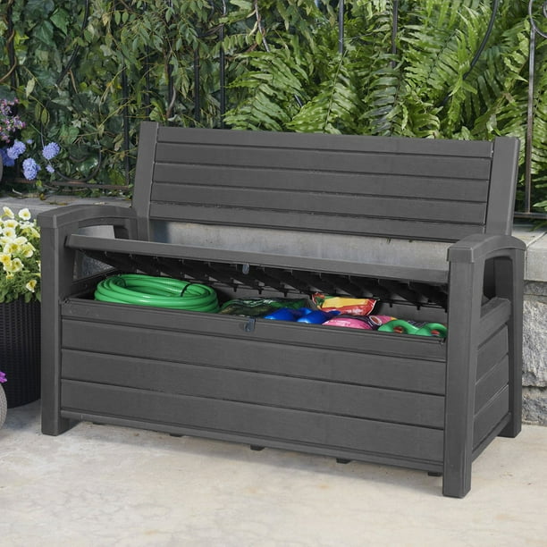 Keter Hudson Plastic Storage Bench, Graphite Gray - Samsclub.com