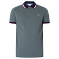 thumbnail image 5 of Lacoste Striped Collar Polo Shirt, Grey, 5 of 5