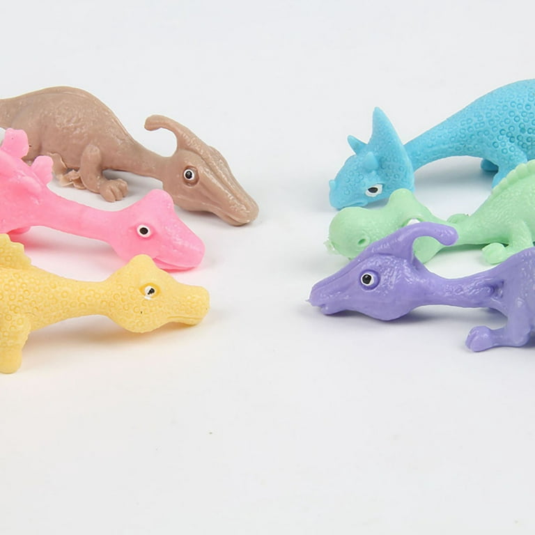 Slingshot Dinosaur Finger Toys Dino Figures Sling Shot Toys 6Pcs Sensory  Fidget Toys Party Favors Funny Gag Gifts Flying Games