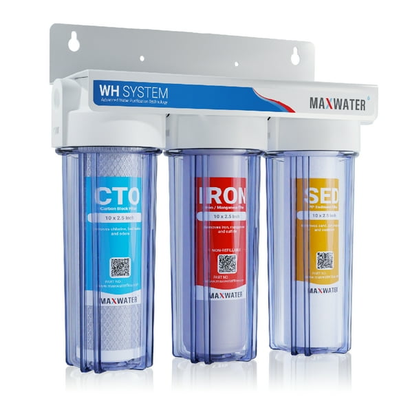 3-Stage Standard Whole House Iron Manganese Water Filtration System, Sediment + Iron + CTO