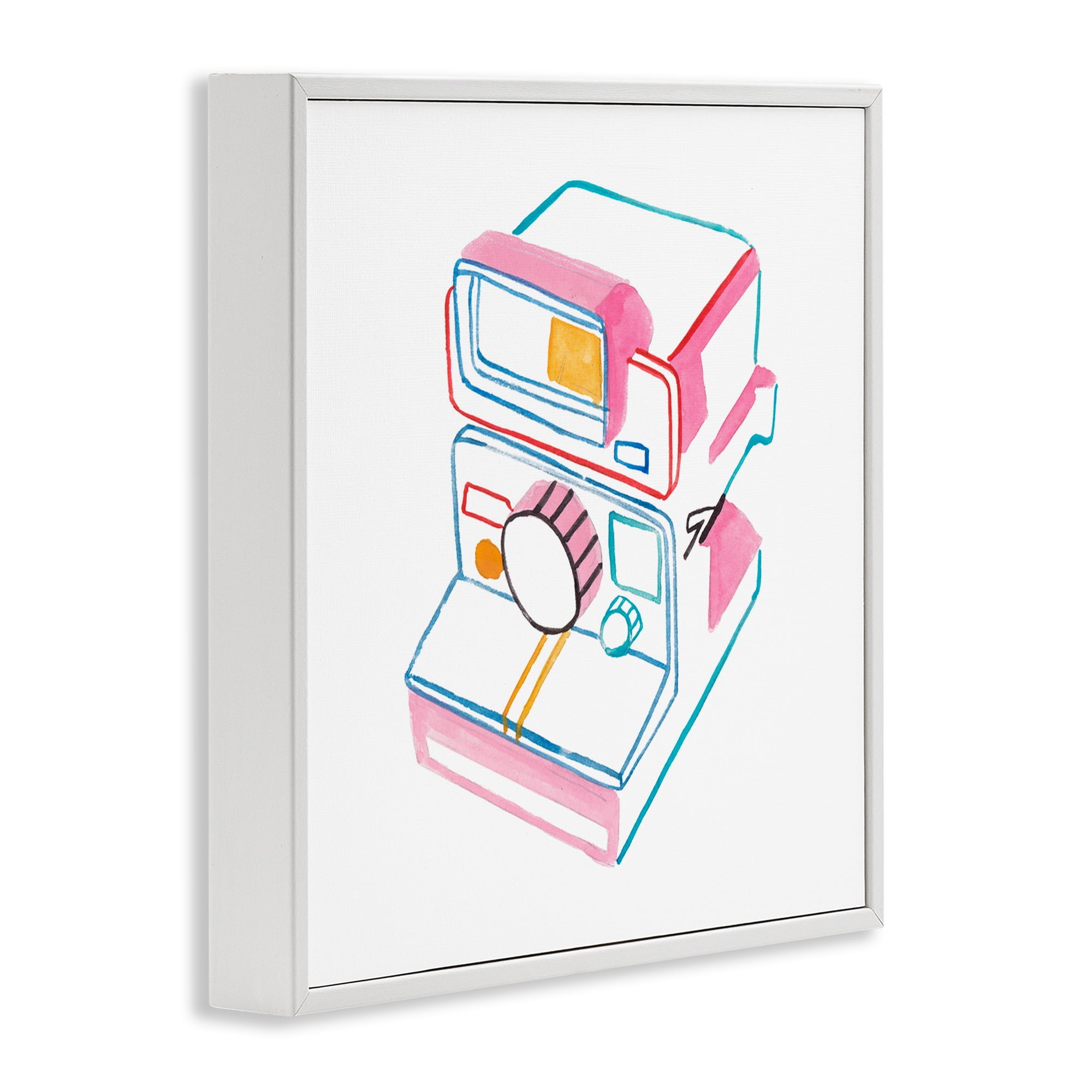 Stupell Industries Pastel Film Camera Novelty Painting White Framed Art Print Wall Art, 12 x 12