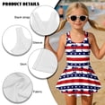 thumbnail image 4 of DISNIMO Palm Tree Stripe Print Girls One Piece Swim Dress Hawaiian Beach Swimsuit with Skirt Quick Dry Swimwear Sleeveless Bathing Suit Size 3-13, 4 of 8