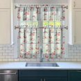 thumbnail image 3 of Kitchen Curtains 36 Inch Short - 3 Panel Set, Flamingo Tropical Bird Print, Rod Pocket Window Curtain, 100% Polyester for Hawaiian Summer Beach Decor, Easy Wash, 3 of 6
