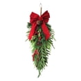 thumbnail image 1 of Couronne Artificielle de Noël à l'Envers Nœud Papillon Baies Rouges Décoration d'Arbre en Forme de Larme pour Décoration de Maison Festival Porte d'Entrée, 1 of 8