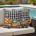 thumbnail image 4 of Yellow Truck Fall Outdoor Waterproof Pillow Covers, Thanksgiving Pumpkins Black Check Decorative Square Throw Pillowcase Sofa Cushion Sham for Patio/Couch/Chair, 16"x16" 2 Pack, 4 of 8