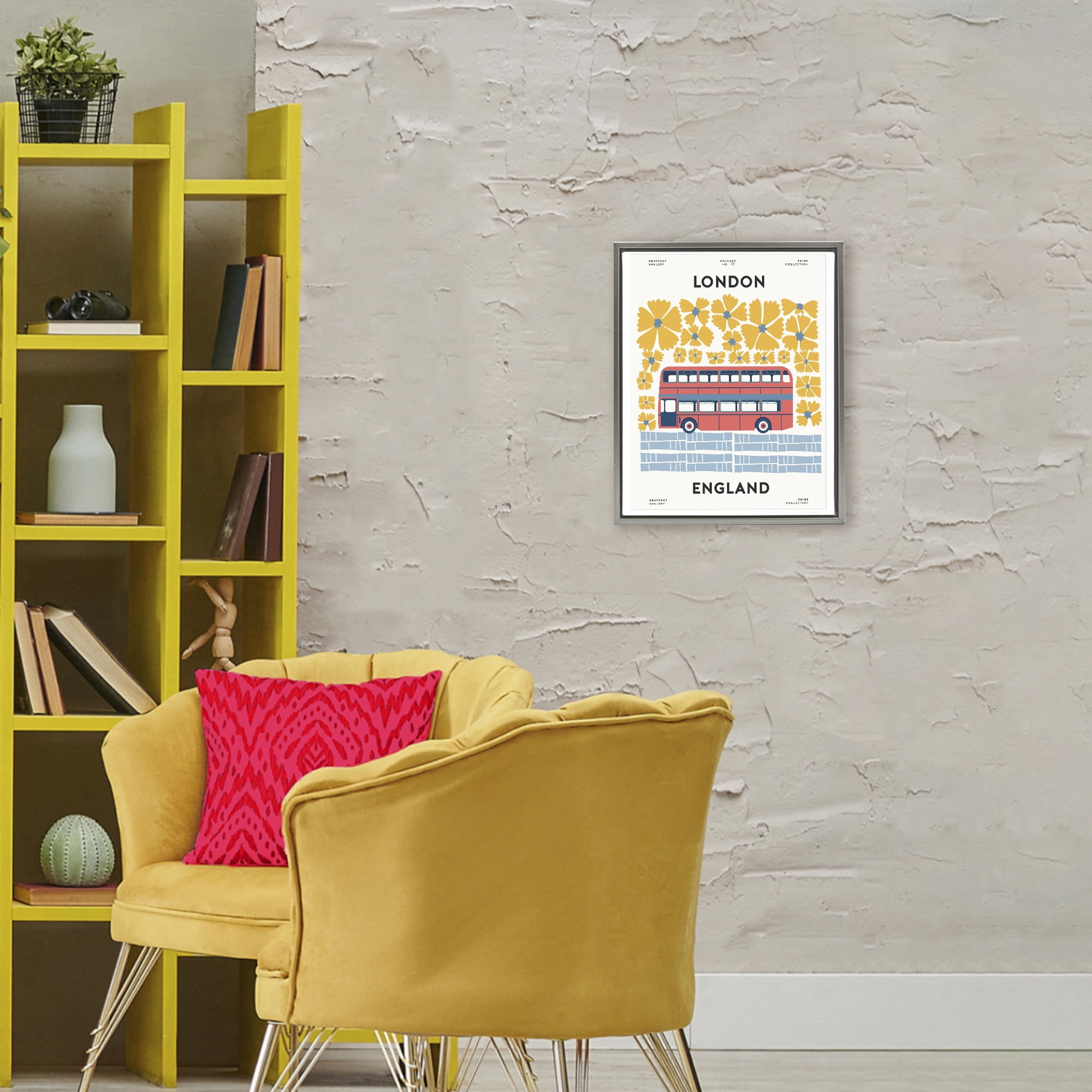 Stupell Industries Groovy London Bus Gray Framed Floater Canvas Wall Art, design by Omar Escalante