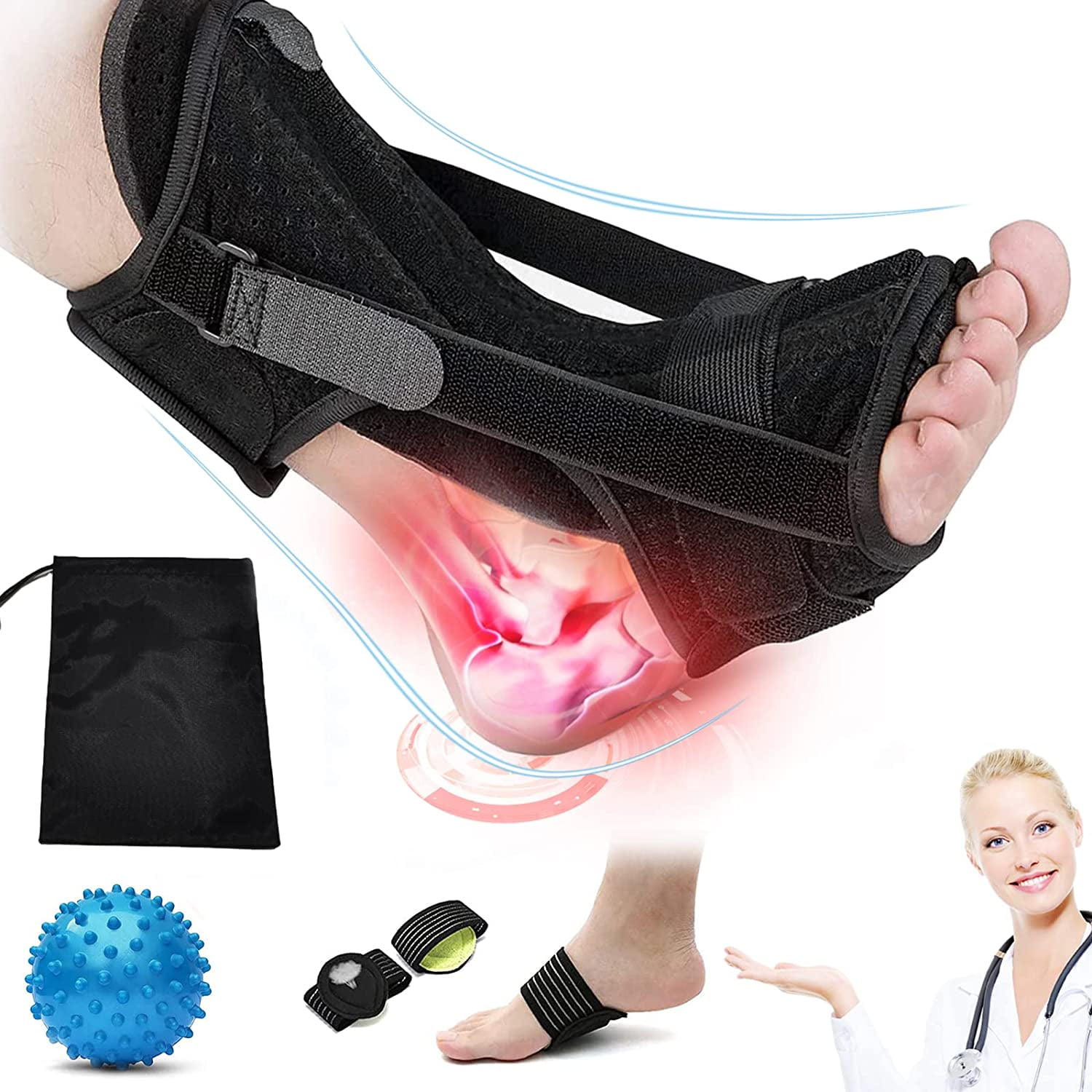 Plantar Fasciitis Support Brace, Adjustable Ankle Brace For Women & Men