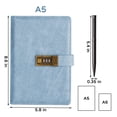 thumbnail image 4 of WEMATE Diary with Lock, 240 Pages, Vintage Lock Journal Notebook with Pen & Gift Box, 8.6x5.8in,light blue, 4 of 9