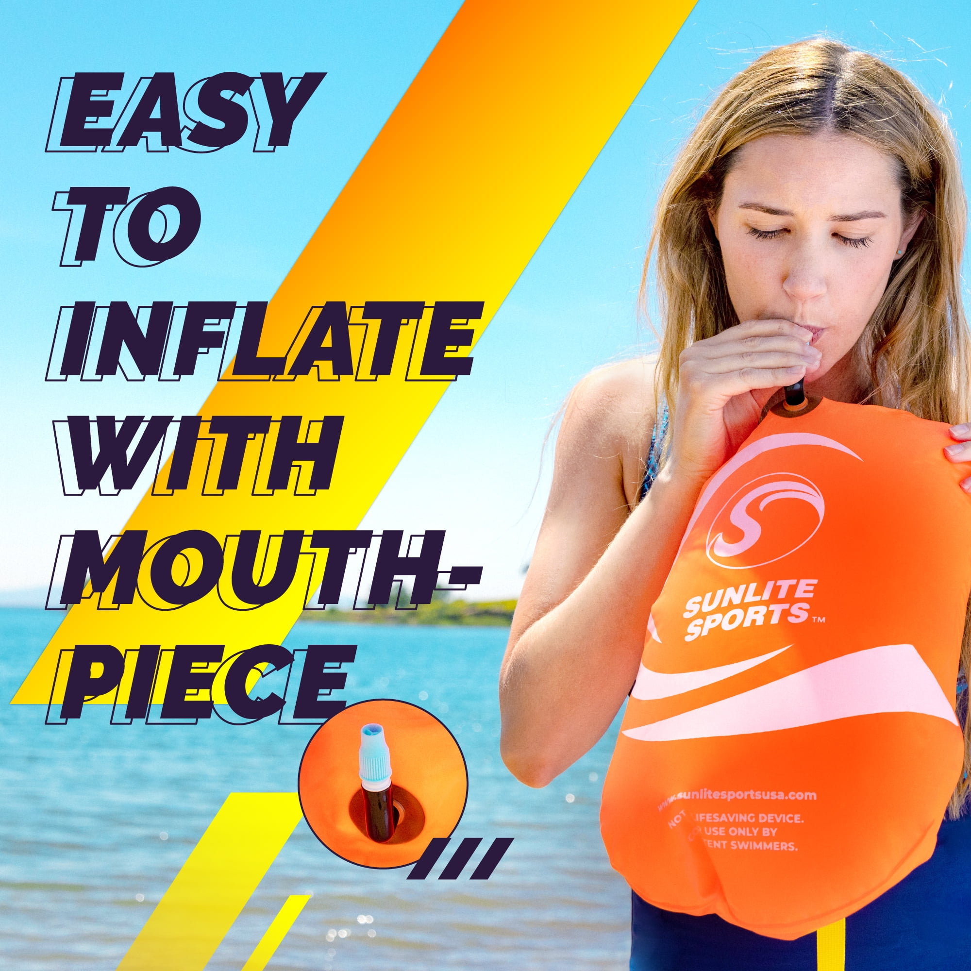 Sunlite Sports 2-in-1 Swim Buoy and Dry Bag, Orange