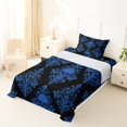 thumbnail image 5 of Homewish Boho Death Skull Twin Sheets,Vintage Damask Bedding,Blue,Halloween Bed Set,3-Piece,1 Fitted Sheet and 1 Pillowcase, 5 of 6