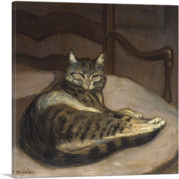 ARTCANVAS Cat on a Chair 1900 Canvas Art Print by Theophile Steinlen - Size: 12" x 12" (1.50" Deep)