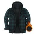 thumbnail image 5 of Huankd Mens Flannel Plaid Coral Fleece Lined Hooded Shirt Jacket Casual Long Sleeve Button Down Hoodie with Pockets Dark Green M, 5 of 5