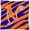 Blue And Orange, variant on Monogram Initial N Tiger Stripe Blue and Orange Fabric Decorative Pillow