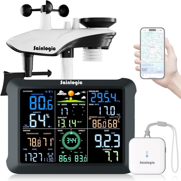 Estación Meteorológica Sainlogic SA9 Plus Inteligente WiFi con Sensor