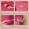thumbnail image 3 of Vineego Vanity Desk with Adjustable Lighted Mirror, Vanity Table Set with Drawers & Storage Shelves, Makeup Vanity for Bedroom Dressing Room, Deep Pink, 3 of 7