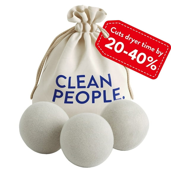 The Clean People 100% New Zealand Wool Dryer Balls - 3 Pack - Wool for Laundry, Fabric Softening, Anti Static, No Lint, Odorless and Reusable