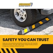 Guardian Parking Stop, 4 Foot Long Rubber Curb with Mounting Holes, Black/Yellow
