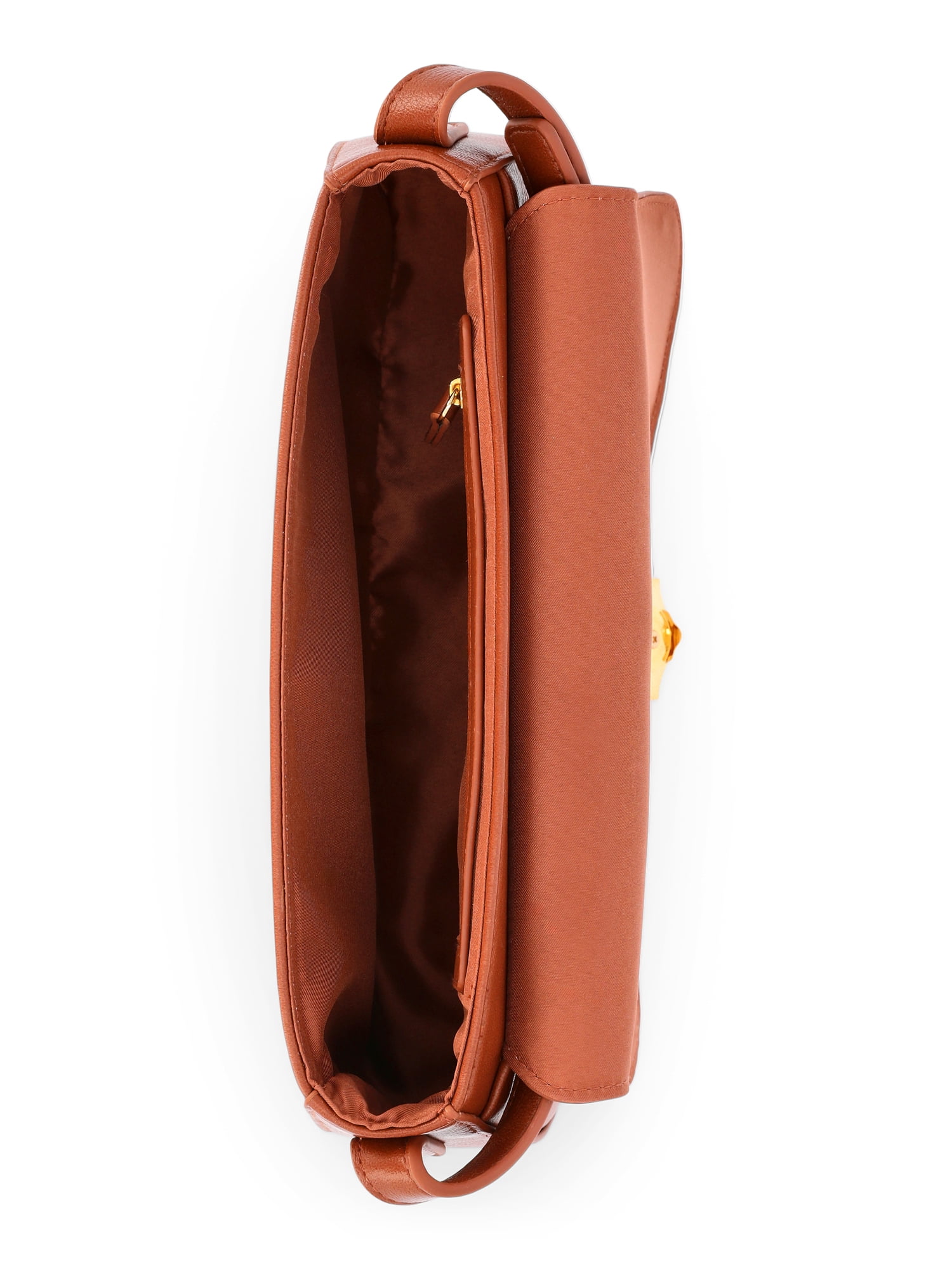 Time and Tru Women's Goldie Shoulder Bag, Brown Oak