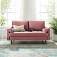 thumbnail image 1 of Modway Valour Causeuse Moderne en Velours de Performance Couleur Rose Poussiéreux/noyer, 1 of 9