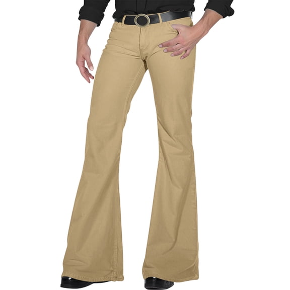 Flared Pants for Men Retro Leg Wide Leg Vintage 70S Disco Outfits for Men Classic Stretch Twill Trousers