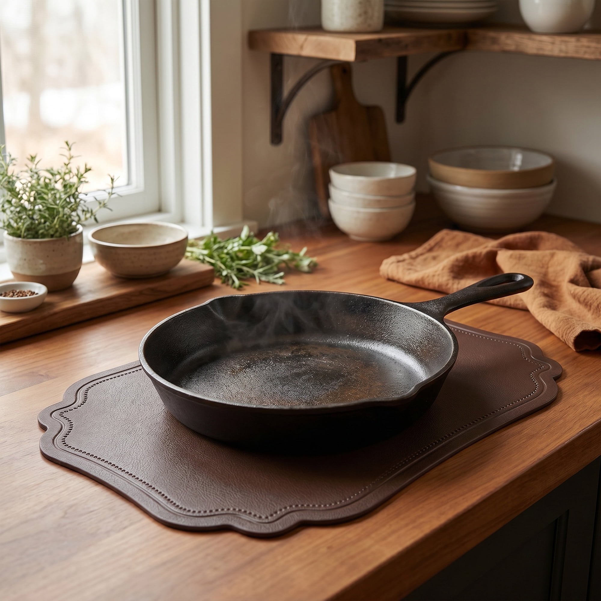 Unique Bargains Set of 6 Solid Placemats Leather Placemats for Kitchen Dining Coffee