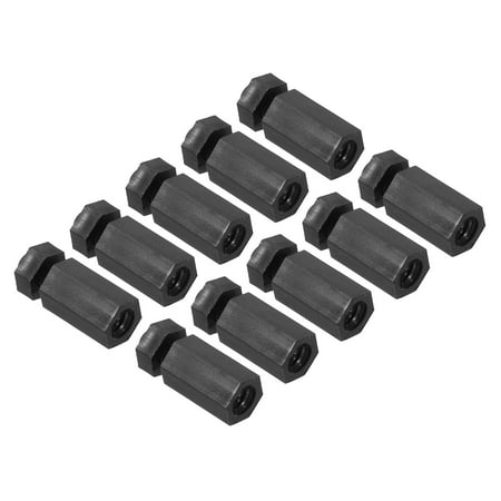 

Uxcell M4 Nylon Hex Standoff Screws Nuts 50 Pack PCB Male Female Threaded Kit for Motherboards(12mm+6mm Black)