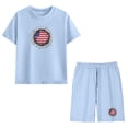 thumbnail image 6 of CHUMUD Boys 4th of July Shorts Sets 2 Piece Sunflower Graphic T-Shirt & Pull on Elastic Shorts Red White Blue Tees Stars Stripes Shirts Kids American Flag Clothes 4-13 Years, 6 of 9
