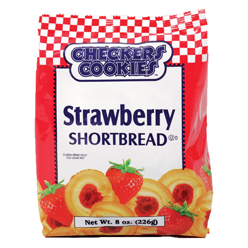Checker Cookies, Strawberry Shortbread Cookie, 8 oz, 12 Ct