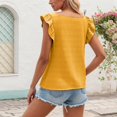 thumbnail image 6 of Lixiuxyad Women Basic Tee Women's Floral Print Short Sleeve Blouse Ruffle Hem Square Neck Tops Summer Fashion Casual Tunic Shirt For Ladies,Yellow, 6 of 6