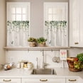 thumbnail image 3 of 3 Piece Kitchen Curtains and Valances Set Eucalyptus Leaves Cafe Curtains 36 Inch Length Farmhouse Botanical Vines Butterfly Valance & Tier Curtain for Living Room Bedroom Window 54"x18"+27"x36"*2, 3 of 6