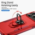 thumbnail image 6 of Decase for iPhone 17 Pro Max Phone Case,TPU Bumper+Hard PC Dual Layer Hybrid Cover with Rotatable Finger Ring Kickstand,Slim Fit & Drop-Proof Protection Bumper Cover for iPhone 17 Pro Max,Red+Rose, 6 of 10