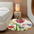 thumbnail image 2 of Round Rugs 7Ft, Spring Floral Round Area Rug Washable Indoor Throw Carpet, Rustic Tulip Butterfly Botanical Summer Large Non Slip Circle Rug for Dining Room Playroom Home Decor Aesthetic, 2 of 8