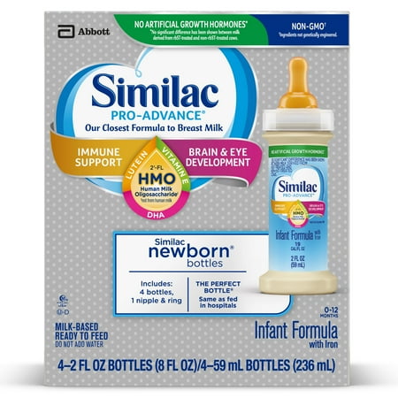 Similac Pro-Advance Infant Formula with Iron, 4 Count, 2 fl oz Bottles