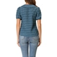 thumbnail image 3 of CAMISA DE BOTONES CON CUELLO PLEAT Y MANGAS PUFF FLORAL PARA MUJER INSPIRADA CHIC GRIS AZUL M, 3 of 7