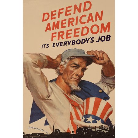 Uncle Sam Defend American Freedom WPA War Propaganda Cool Wall Art Print Poster 12x18
