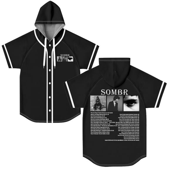 Sombr Hooded Short Sleeve Jersey 3D Print Casaul Men's Cool Button t shirt