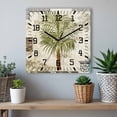 thumbnail image 6 of Vintage Palm Trees Wooden Wall Clock Silent Non Ticking, Summer Tropical Botanical Beige Burlap Square Wall Clocks Battery Operated, Decor Clock for Home Office, Living Room, Kitchen, 12 Inch, 6 of 9