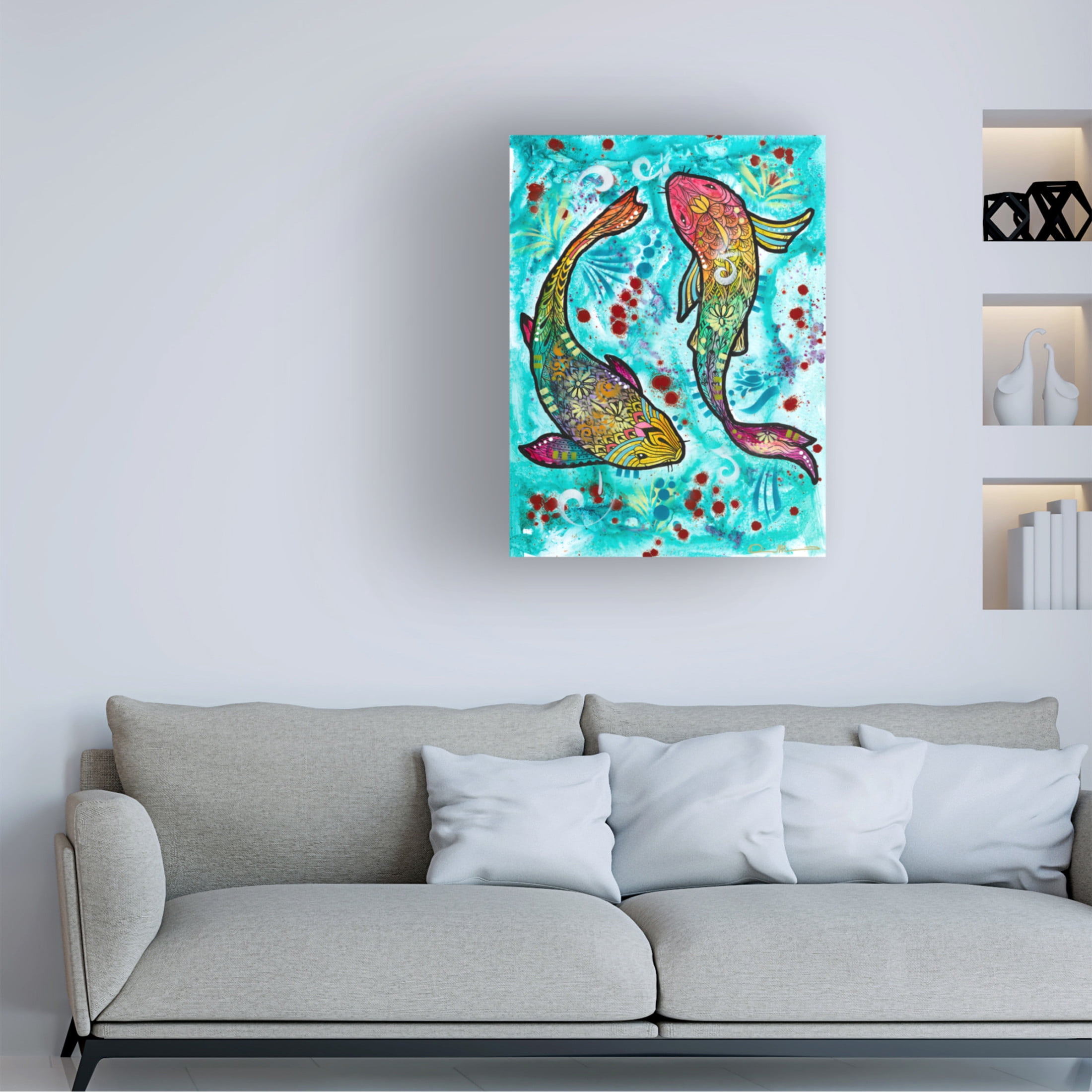 Canvas Wall Art - Dean Russo 'Pisces Fish' Wall Art for Living Room, Bedroom, or Office Décor by Trademark Fine Art - 14 x 19 Inches