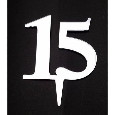 3 pcs Number 15 signs silver mirror like acrylic 5