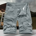 thumbnail image 2 of BADHUB Young Mens Cargo Shorts Clearance Classic Button Zipper Multi- Pocket Work Shorts Solid Color Ripstop Hiking Shorts Clearance Gray XL, 2 of 4