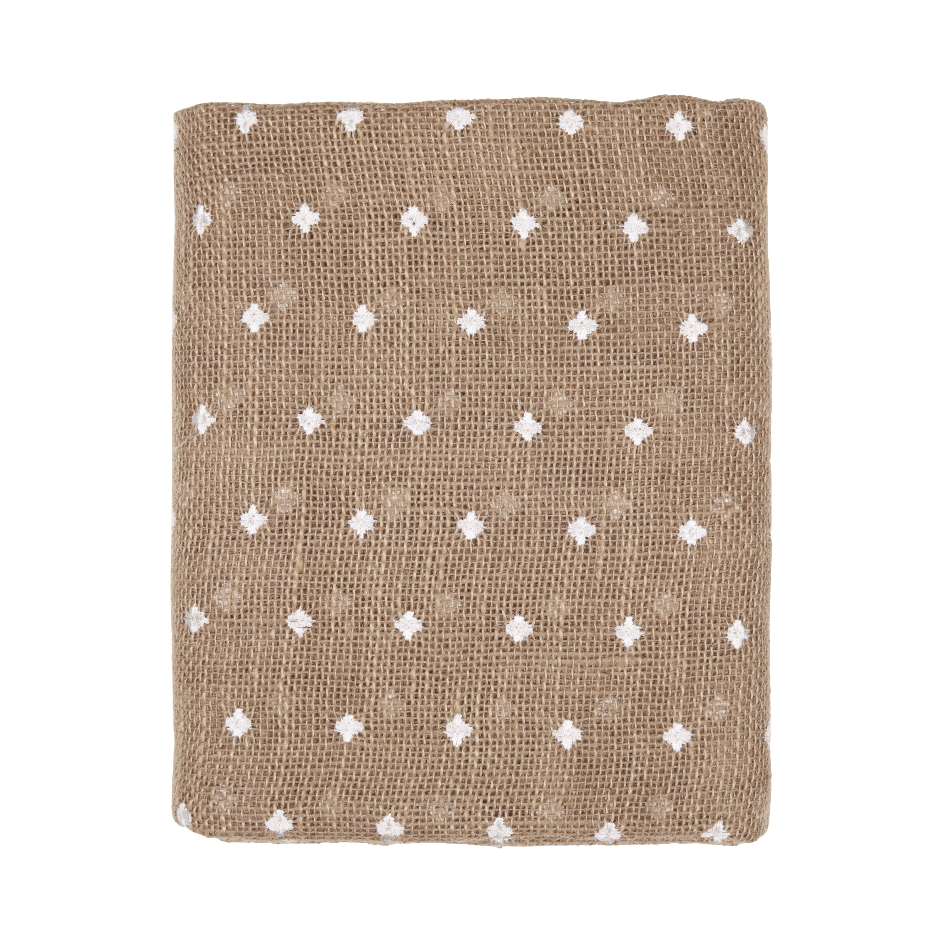 (2 pack) Love, Laugh, Craft Natural Jute Burlap Precut, 46"W x 2-Yards, White Swiss Dots