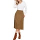 thumbnail image 2 of Faldas Midi de Suede INSPIRE CHIC para Mujeres, Casual de Trabajo Otoño Invierno, Falda A Line, Tendencia XL Marrón, 2 of 6